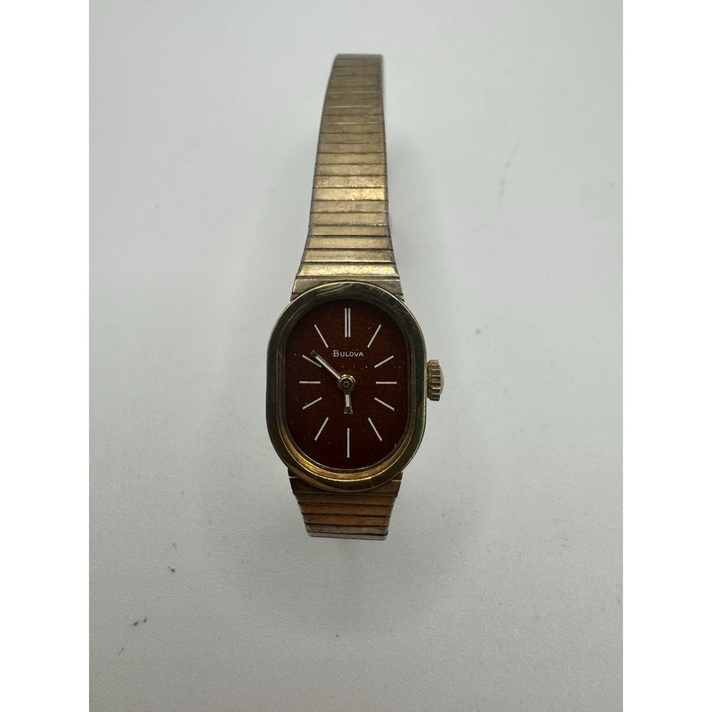 Vintage Bulova Ladies Wind Up Watch‎ 10k Gold RGP Bezel Missing Crystal